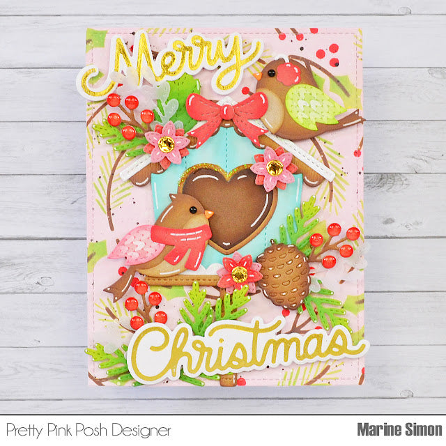 Pretty Pink Posh Layered Winter Wreath Stencils christmas