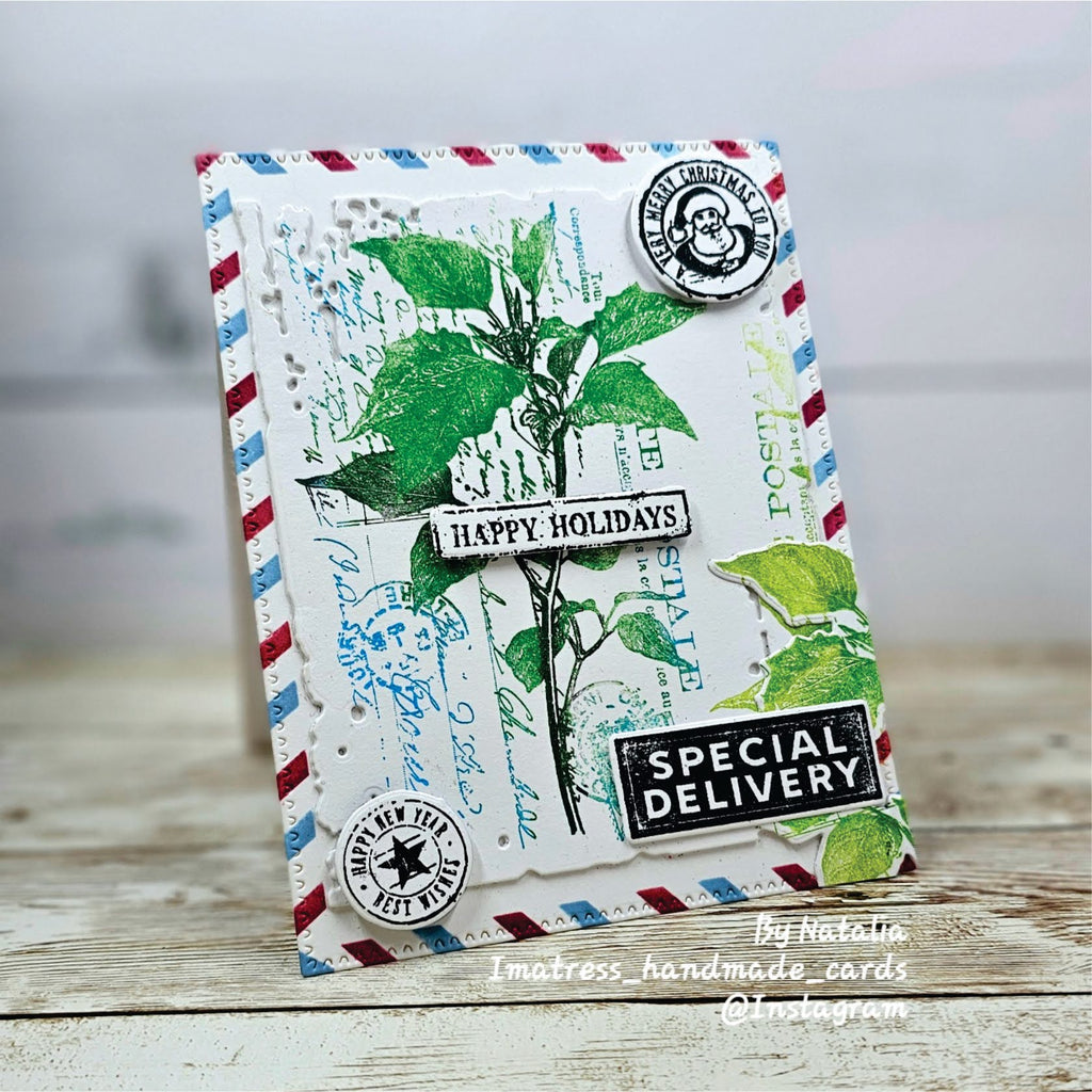 PREORDER Tim Holtz Cling Rubber Stamps Festive Collage cms459