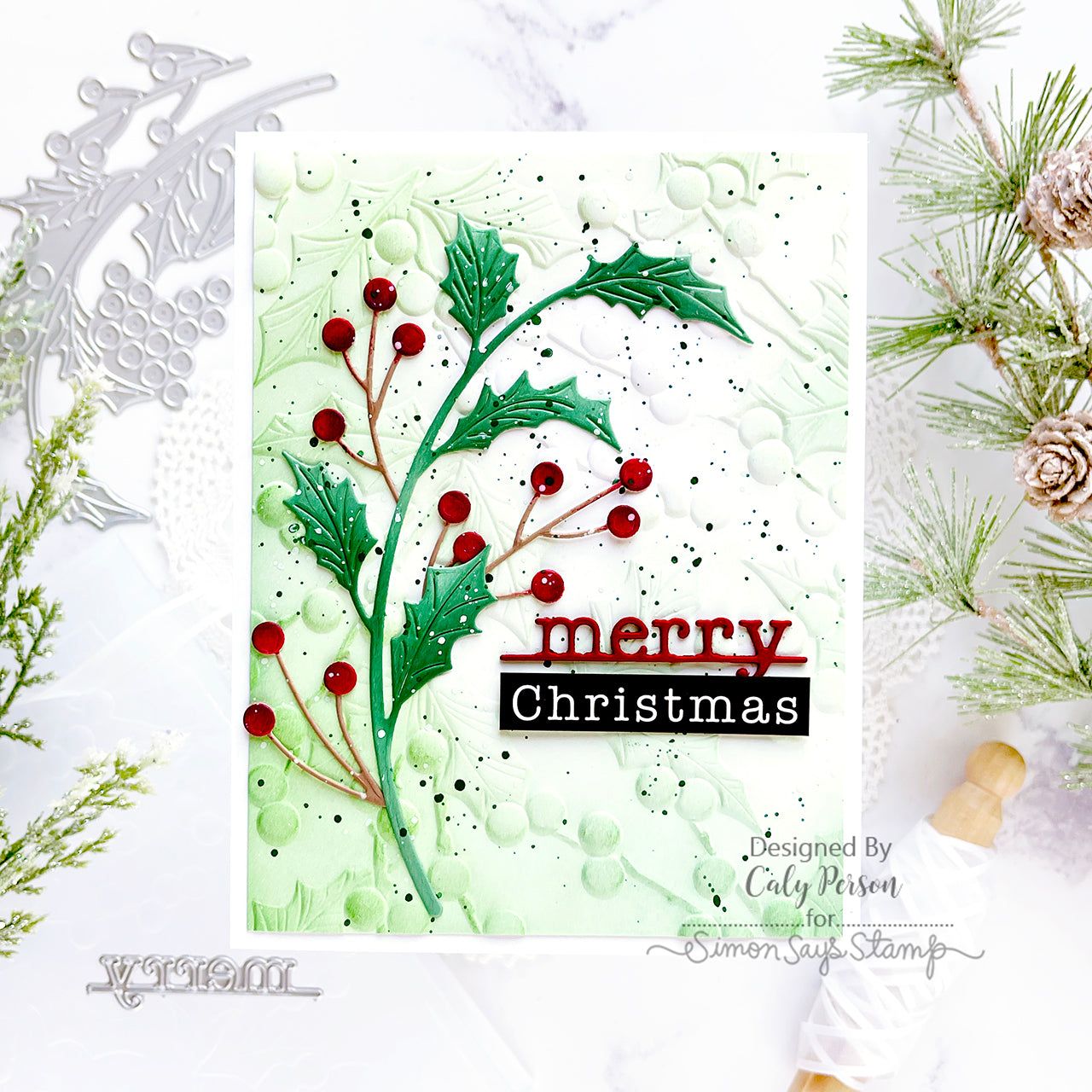 CZ Designs Holiday Typewriter Trio Wafer Dies czd215 Stamptember Christmas Card