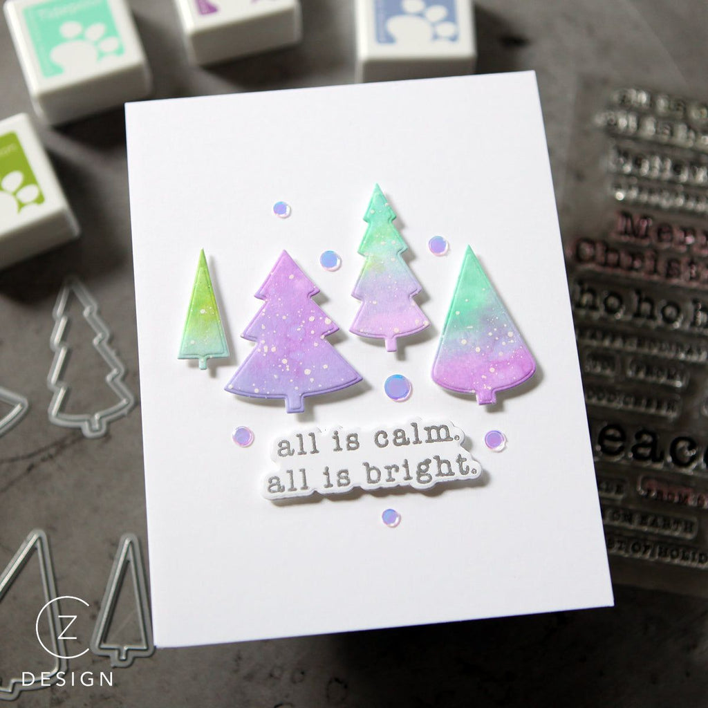 CZ Design Stamps And Dies Holiday Typewriter set674ht Stamptember Christmas Card