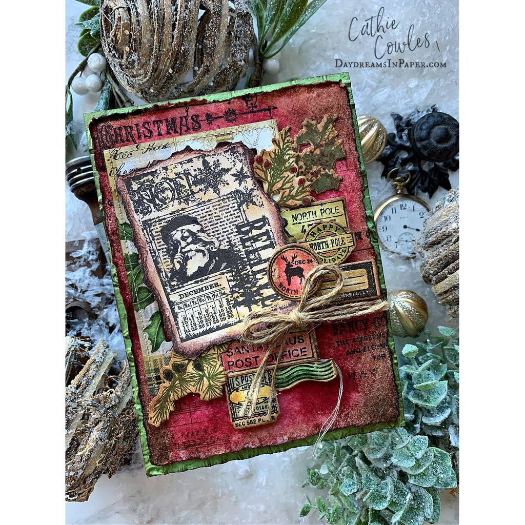 Tim Holtz Holiday Postmarks Stamps with Simon Says Stamp Dies Bundle sethp25 Christmas Card