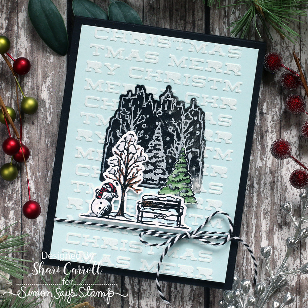 Tim Holtz Holiday Sketchbook Stamps with Simon Says Stamp Dies Bundle setho25 Christmas Card