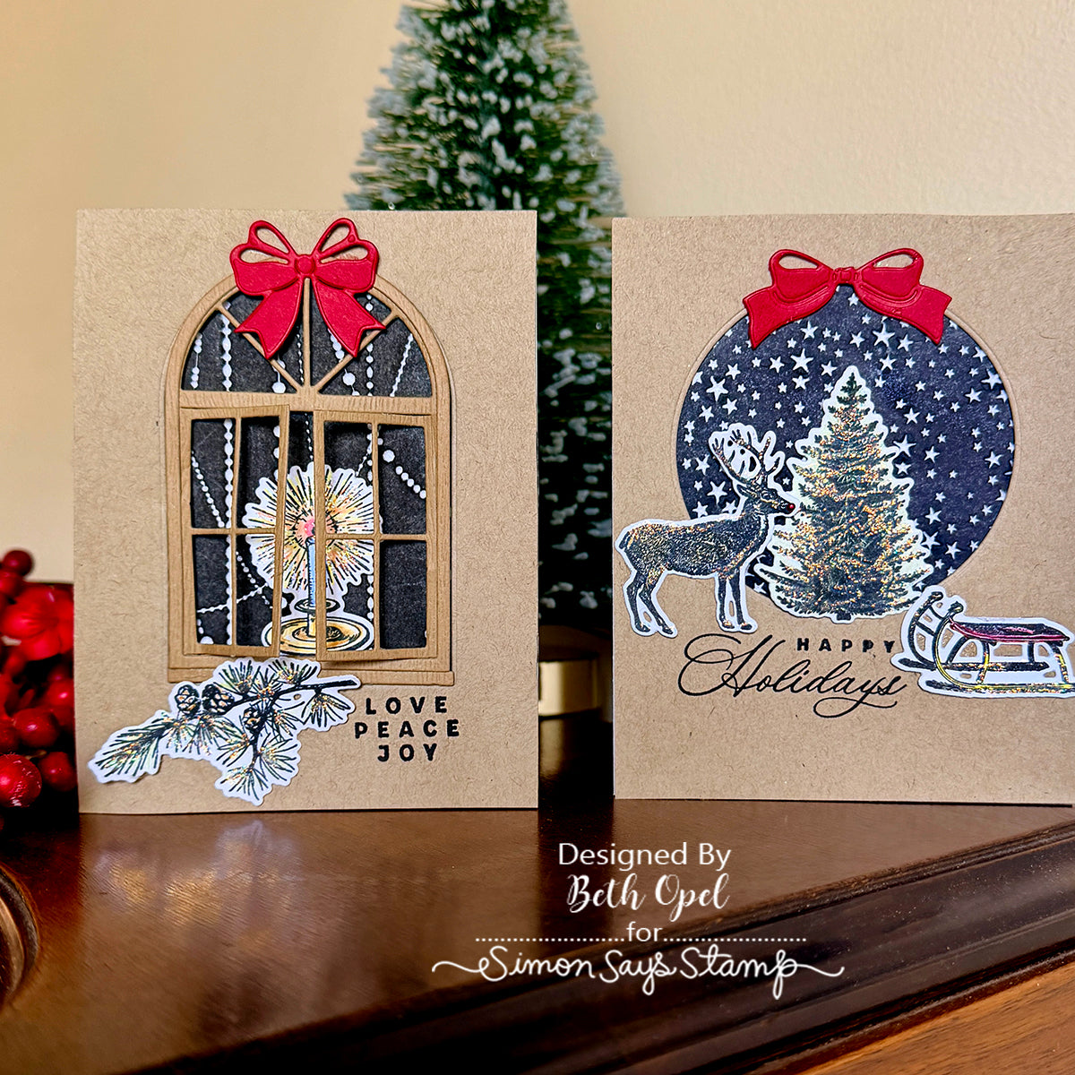 Tim Holtz Holiday Things Stamps with Simon Says Stamp Dies Bundle setht25 Christmas Cards