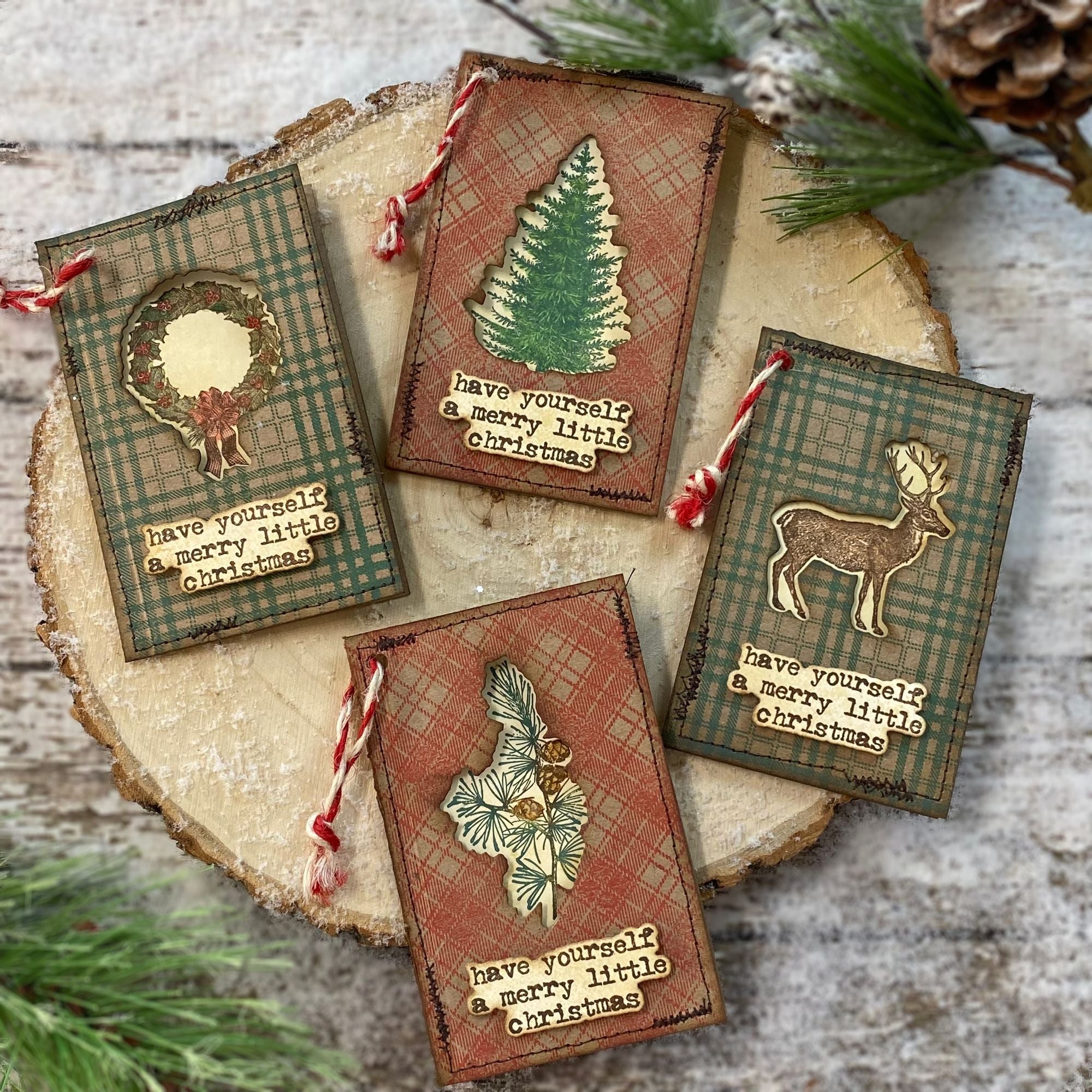 Tim Holtz Holiday Things Stamps with Simon Says Stamp Dies Bundle setht25 Christmas Tags