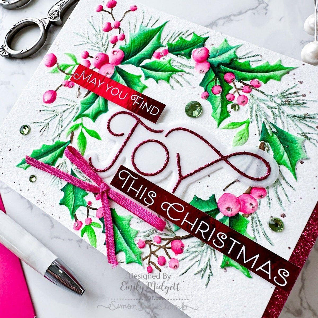 Simon Says Stamp Embossing Folder Holly Wreath sf417 Festive Fun Christmas Card | color-code:ALT05