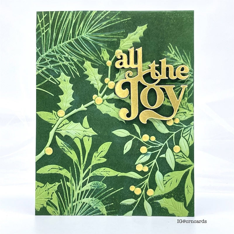 Simon Says Stamp Embossing Folder Holly And Pine sf340 All The Joy Christmas Card