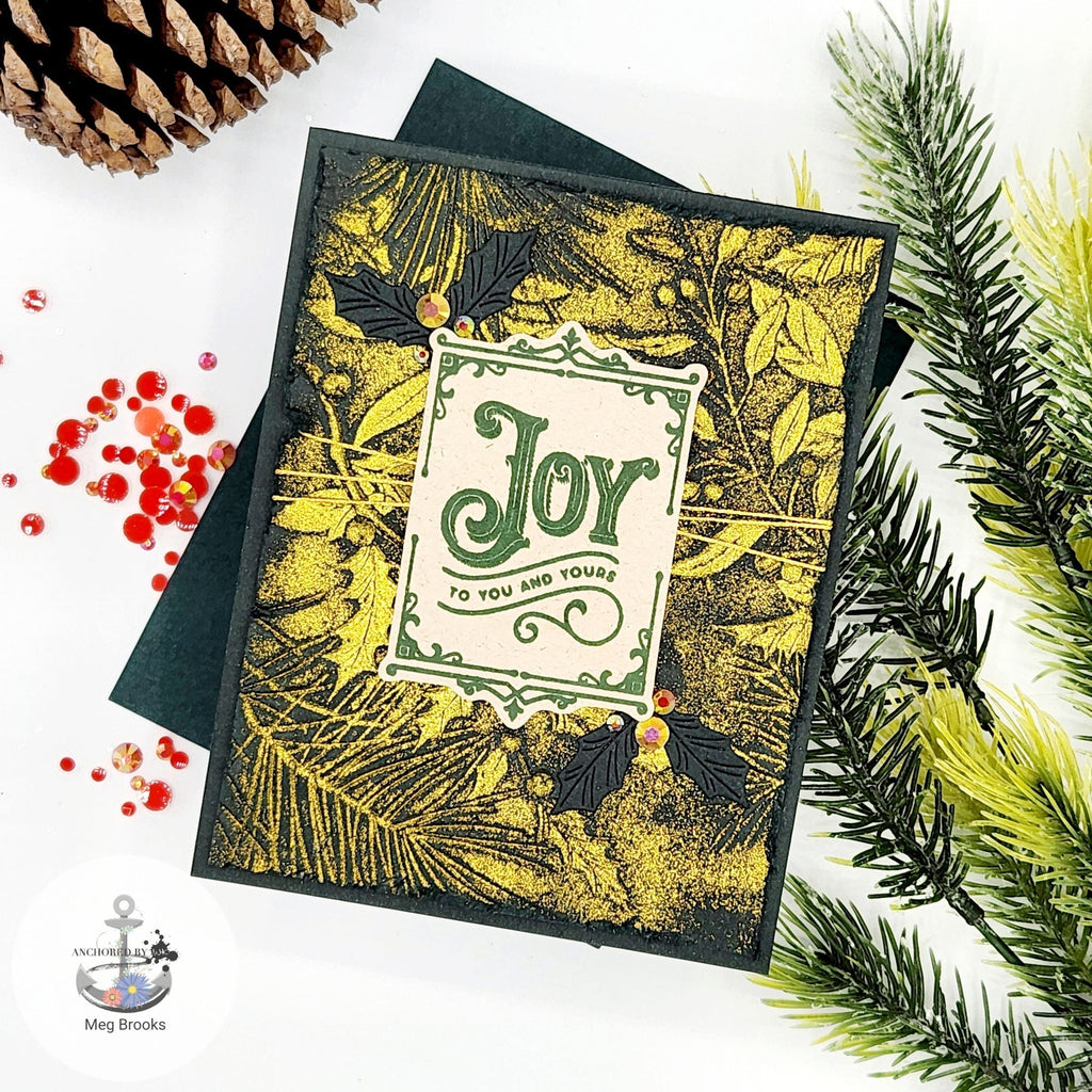 Simon Says Stamp Embossing Folder Holly And Pine sf340 All The Joy Christmas Card