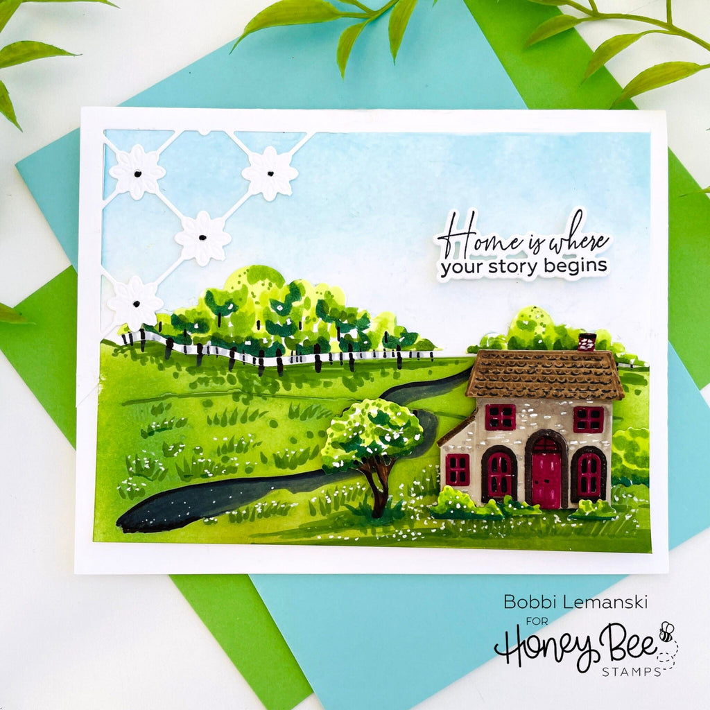 Honey Bee No Place Like Home Clear Stamp Set hbst-486 Home Story Card | color-code:ALT01