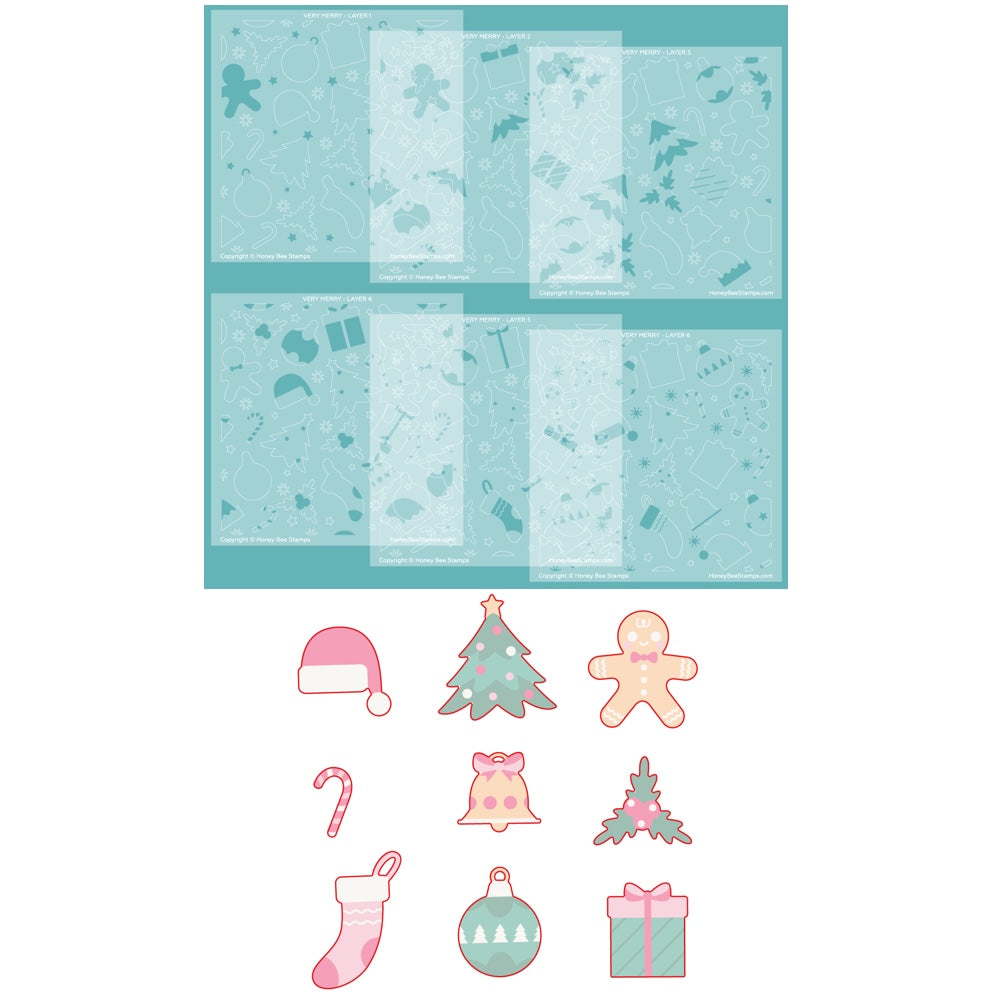 HoneyBeeVeryMerryDiesAndStencilsBundleColorduo