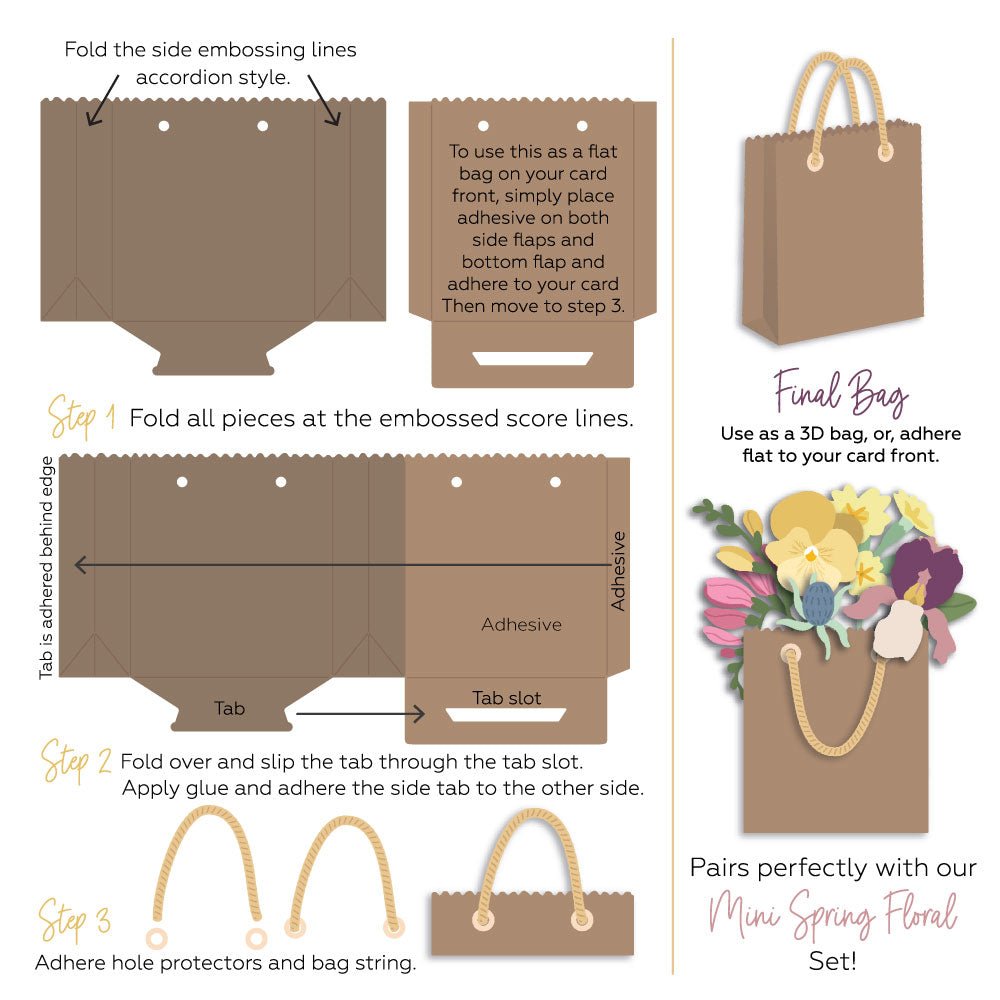 Honey Bee 3D Pop Up Bag Dies hbds-3dpopbg Instructions Image