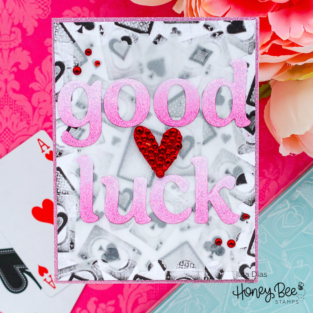 Honey Bee Aces 3D Embossing Folder hbef-023 Good Luck Card