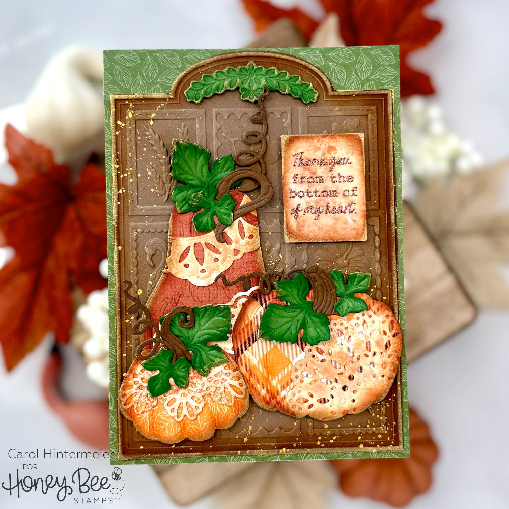 Honey Bee Autumn Keepsakes 3D Embossing Folder hbef-034 Thank You Card