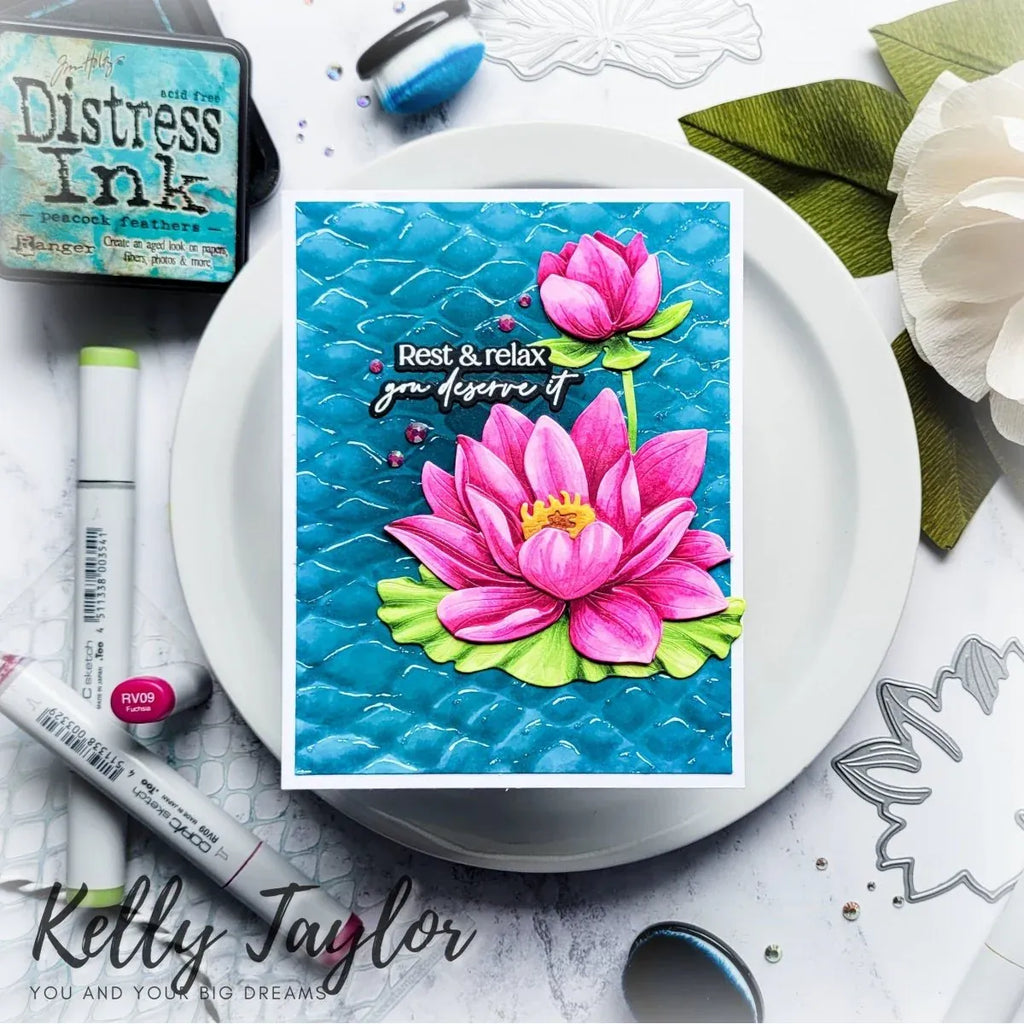 Honey Bee Be Still Clear Stamps And Dies Bundle Rest and Relax You Deserve It Kelly Taylor Card