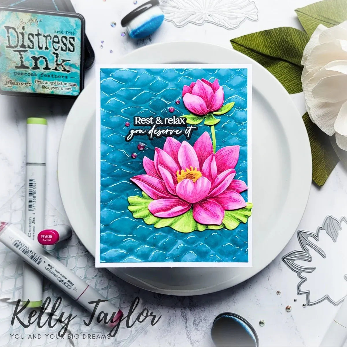 Honey Bee Be Still Clear Stamps And Dies Bundle Rest and Relax You Deserve It Kelly Taylor Card