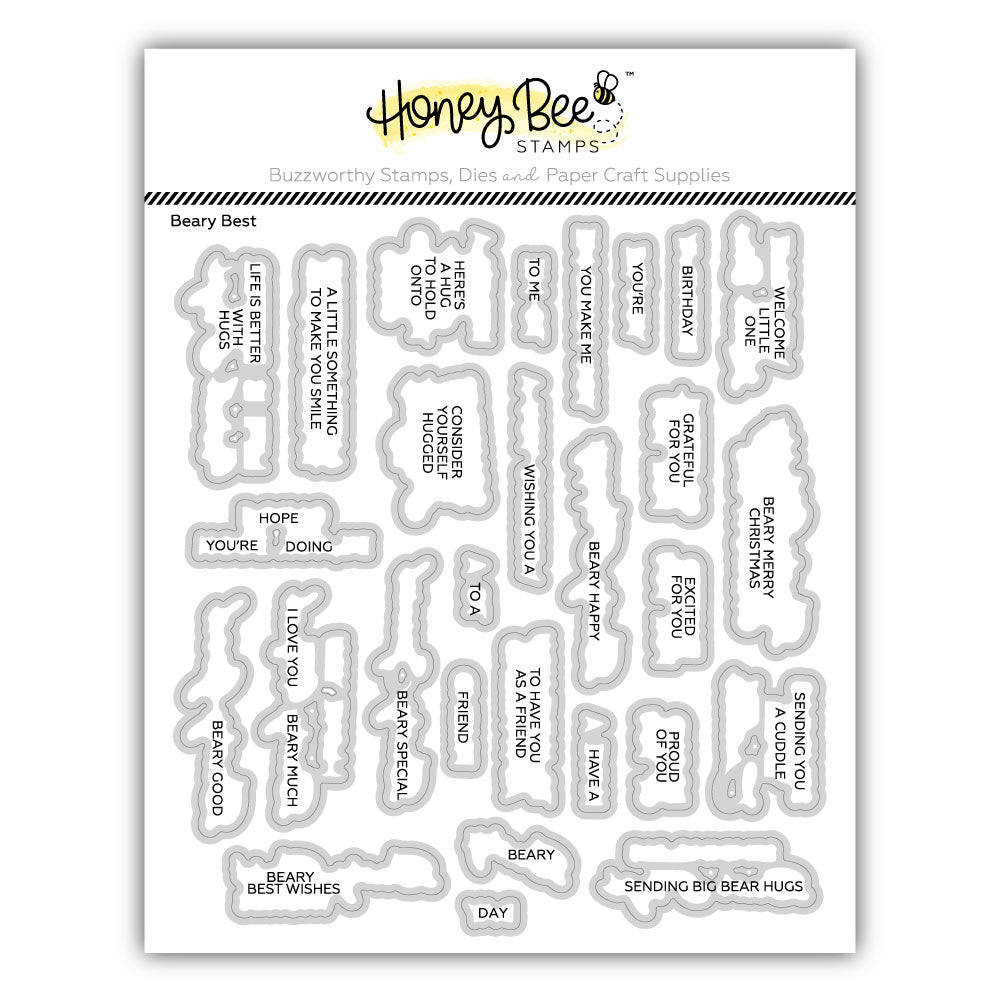 Honey Bee Beary Best Clear Stamps And Dies Bundle HBDS-711 dies in packaging