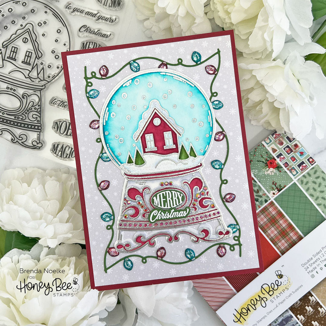 Honey Bee Believe In The Magic Clear Stamp hbst-625 Christmas Snow Globe Card | color-code:ALT01