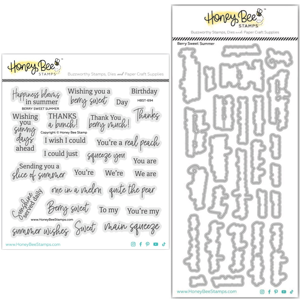 Honey Bee Berry Sweet Summer Clear Stamps And Dies Bundle