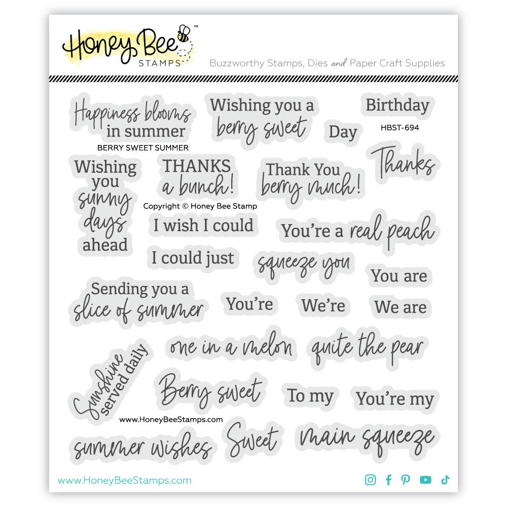 Honey Bee Berry Sweet Summer Clear Stamps hbst-694 Product Image