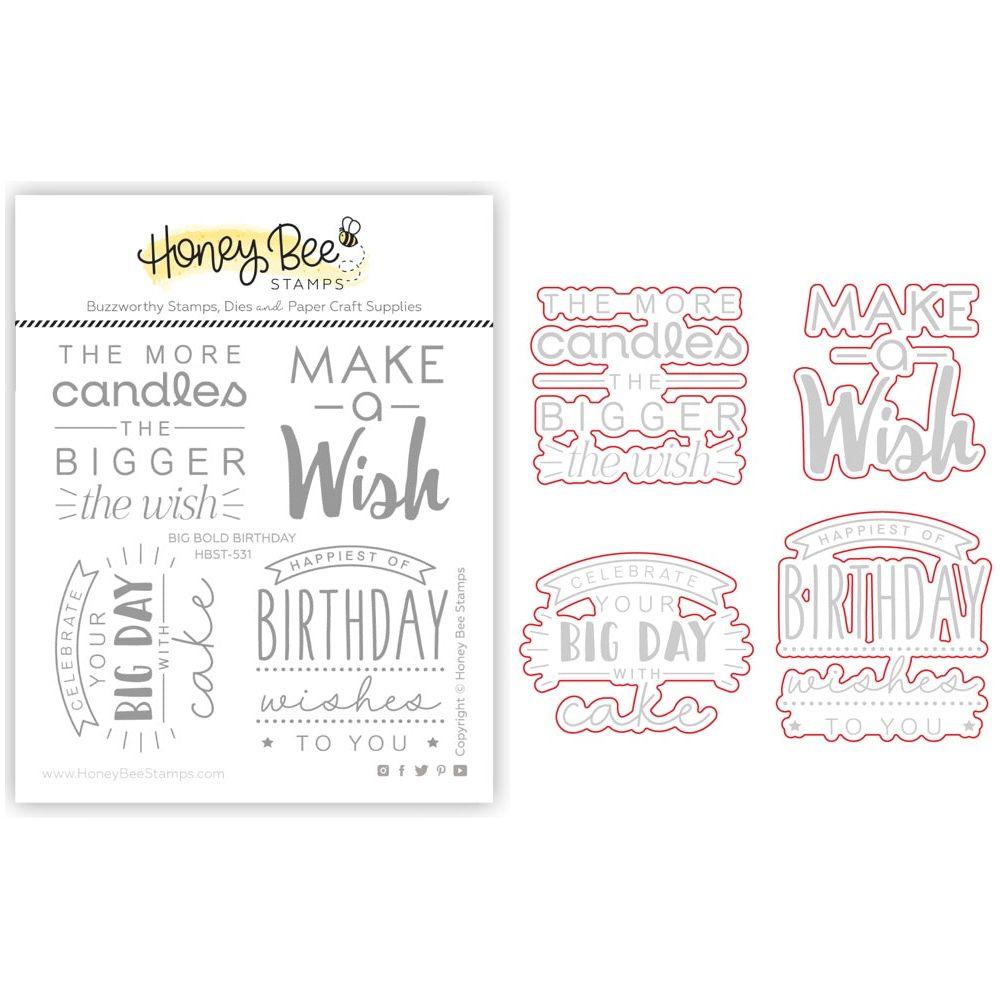 Honey Bee Big Bold Birthday Stamps And Dies Bundle