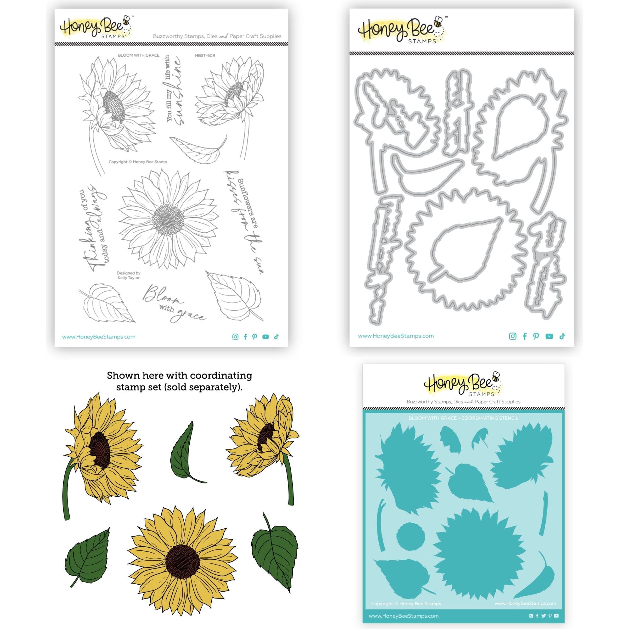 Honey Bee Bloom With Grace Stamps Dies And Stencils Bundle