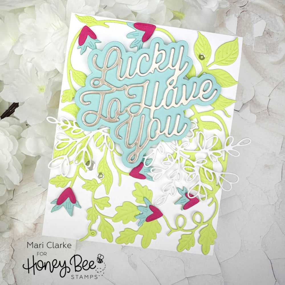 Honey Bee Bold Background Vines Of Love Dies hbds-bbvol Lucky To Have You Card
