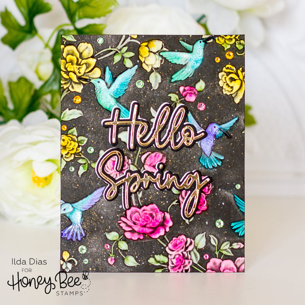 Honey Bee Chinoiserie 3D Embossing Folder hbef-025 Hello Spring Card