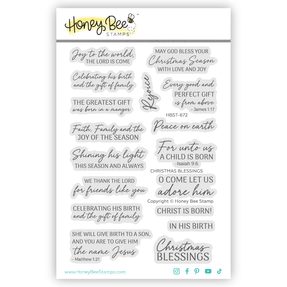 Honey Bee Christmas Blessings Clear Stamps hbst-672 Packaging View