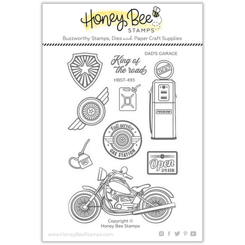 Honey Bee Dad's Garage Clear Stamps And Dies Bundle hbst-495 photopolymer stamps alone in package