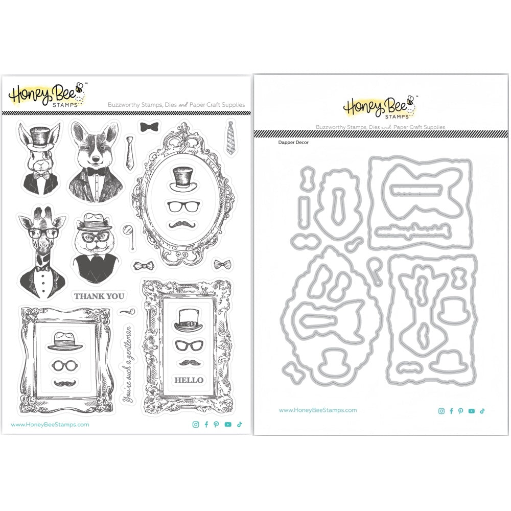 Honey Bee Dapper Decor Cling Stamps And Dies Bundle