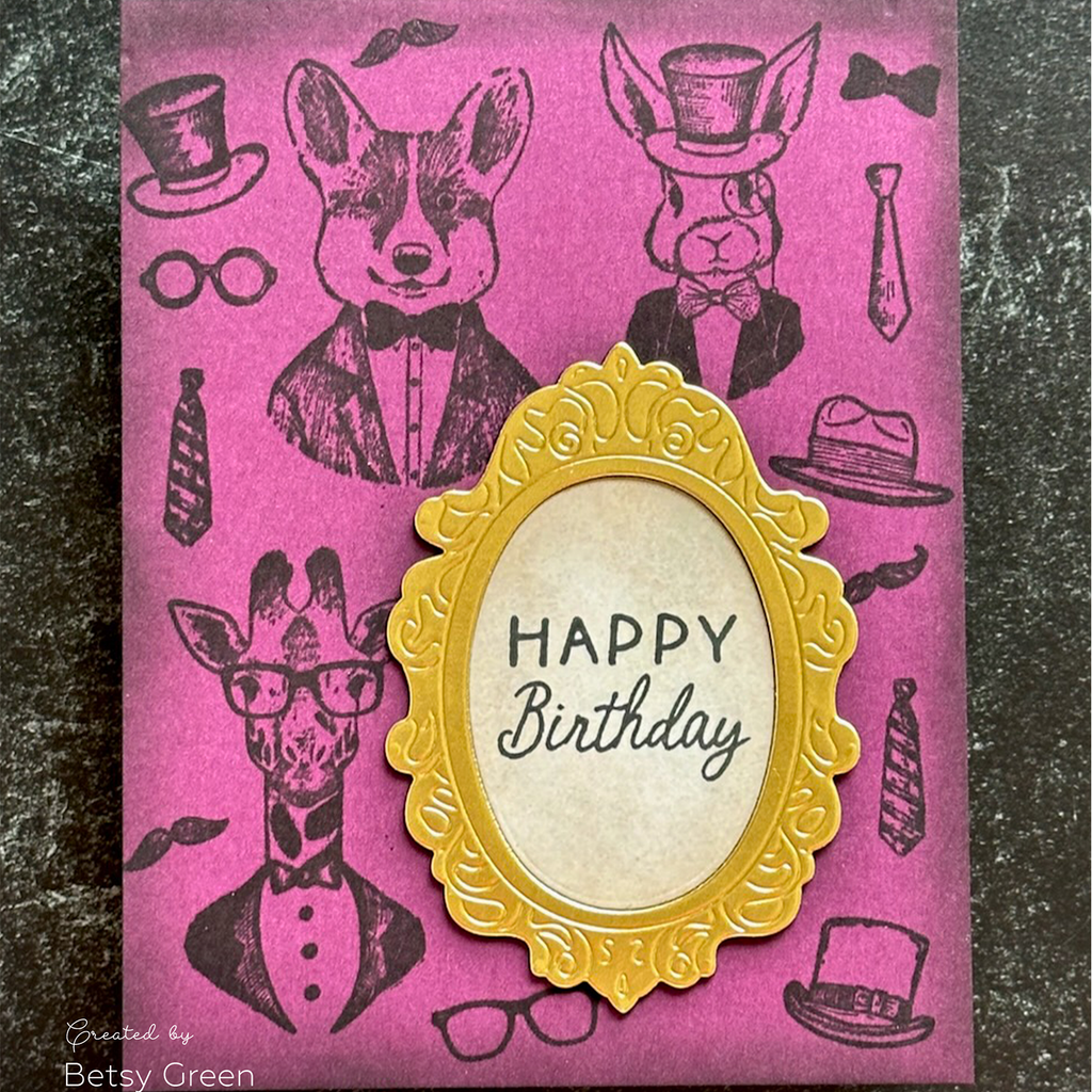 Honey Bee Dapper Decor Cling Stamps hbst-680 Masculine Happy Birthday Card