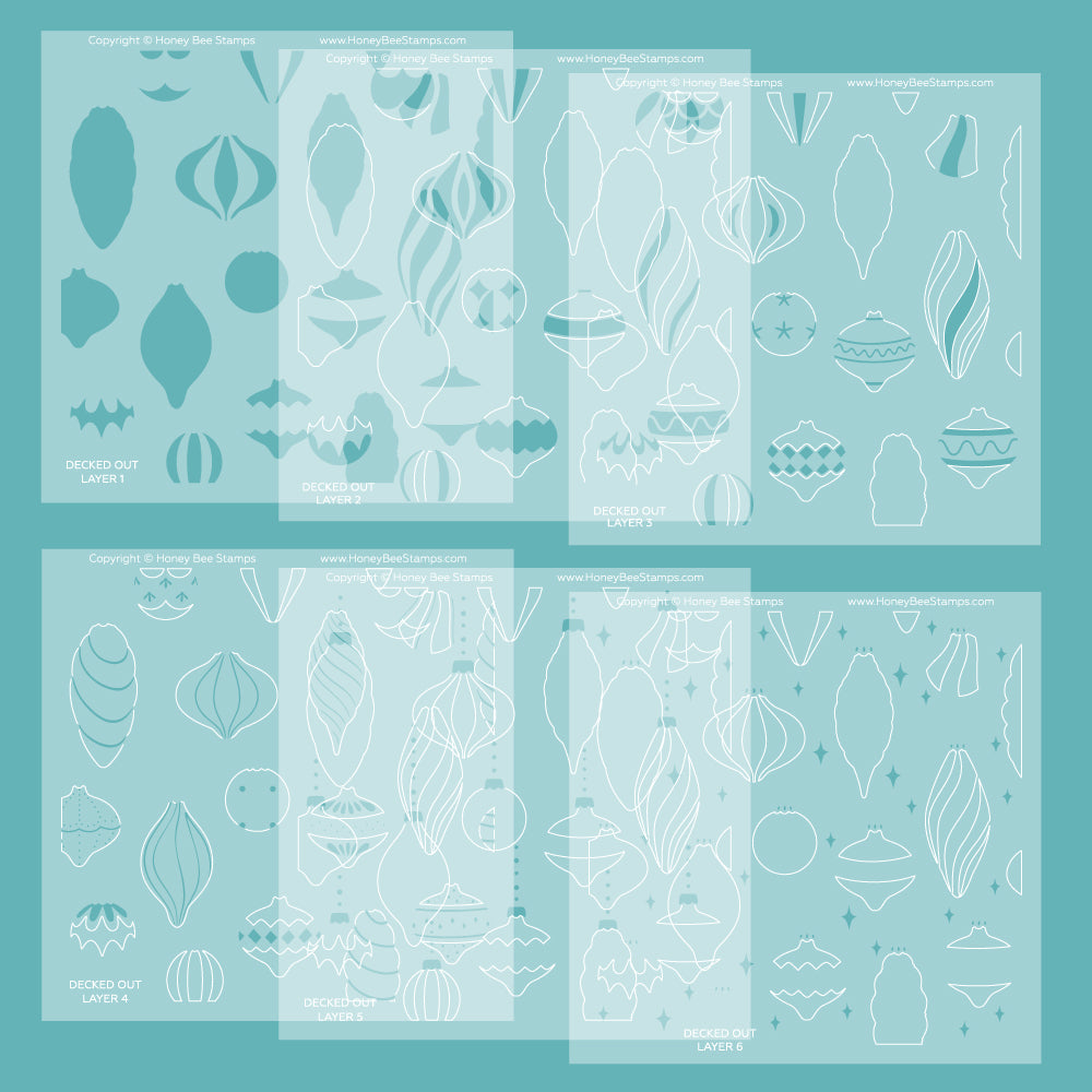 Honey Bee Decked Out Background Stencils hbsl-189 six stencils