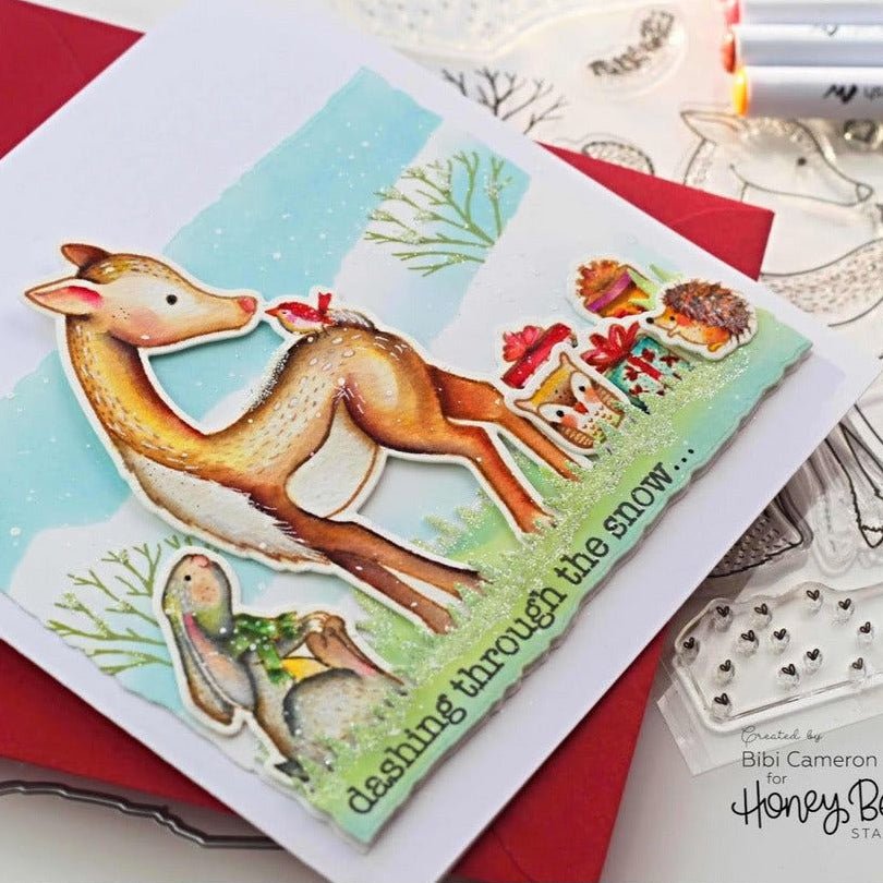 Honey Bee Deckle Edge A2 Dies hbds-dea Dashing Through The Snow Card