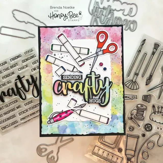 Honey Bee Deckle Edge A2 Dies hbds-dea Sending Crafty Hugs Card