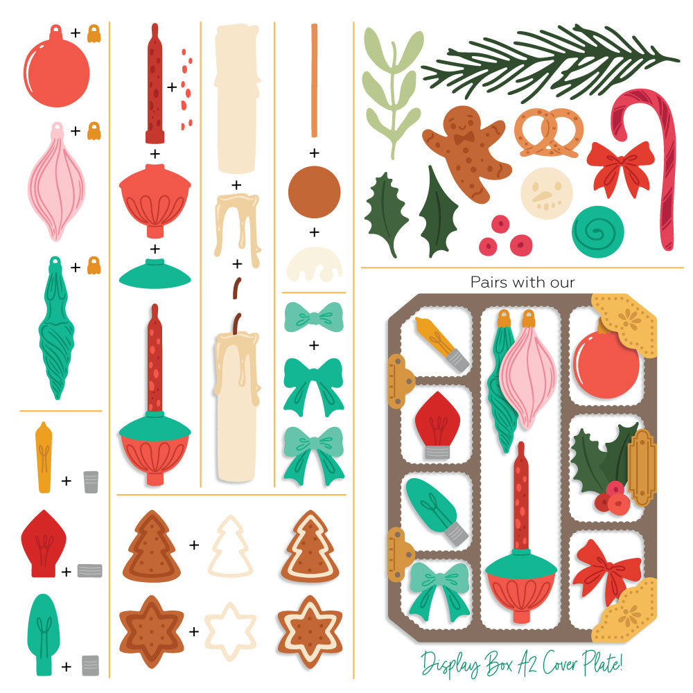 Honey Bee Display Box Holiday Add On Dies hbds-dbholad Image Pairings Cadrd