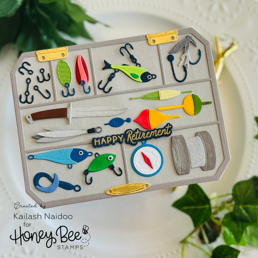 Honey Bee Display Box Tackle Add On Dies hbds-dbtckl Masculine Happy Retirement Card