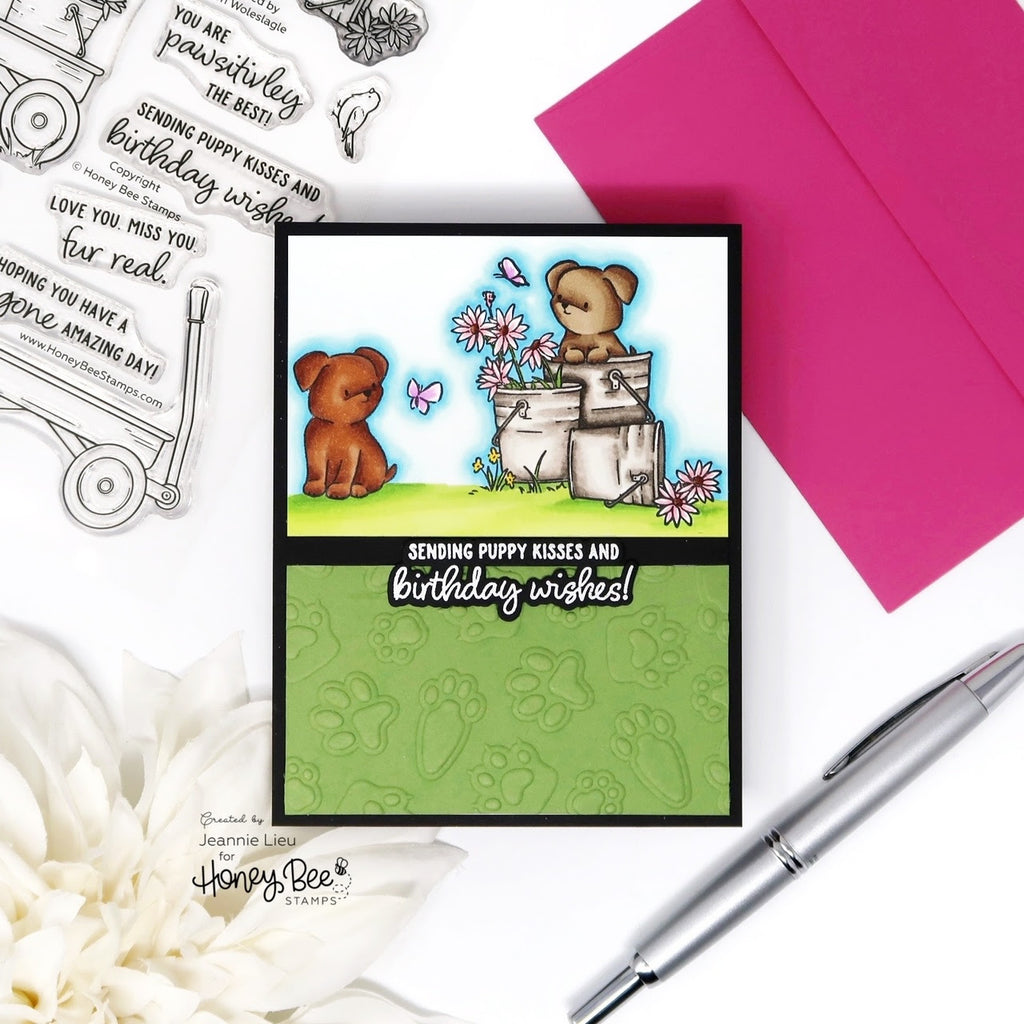 Honey Bee Dog Gone Amazing Clear Stamps hbst-633 Sending Puppy Kisses And Birthday Wishes Card