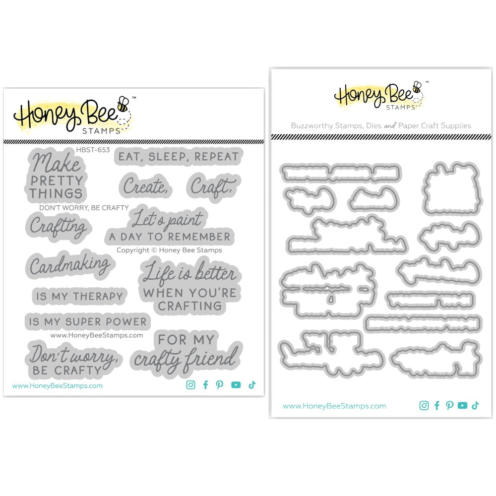Honey Bee Don't Worry, Be Crafty Clear Stamps And Dies Bundle