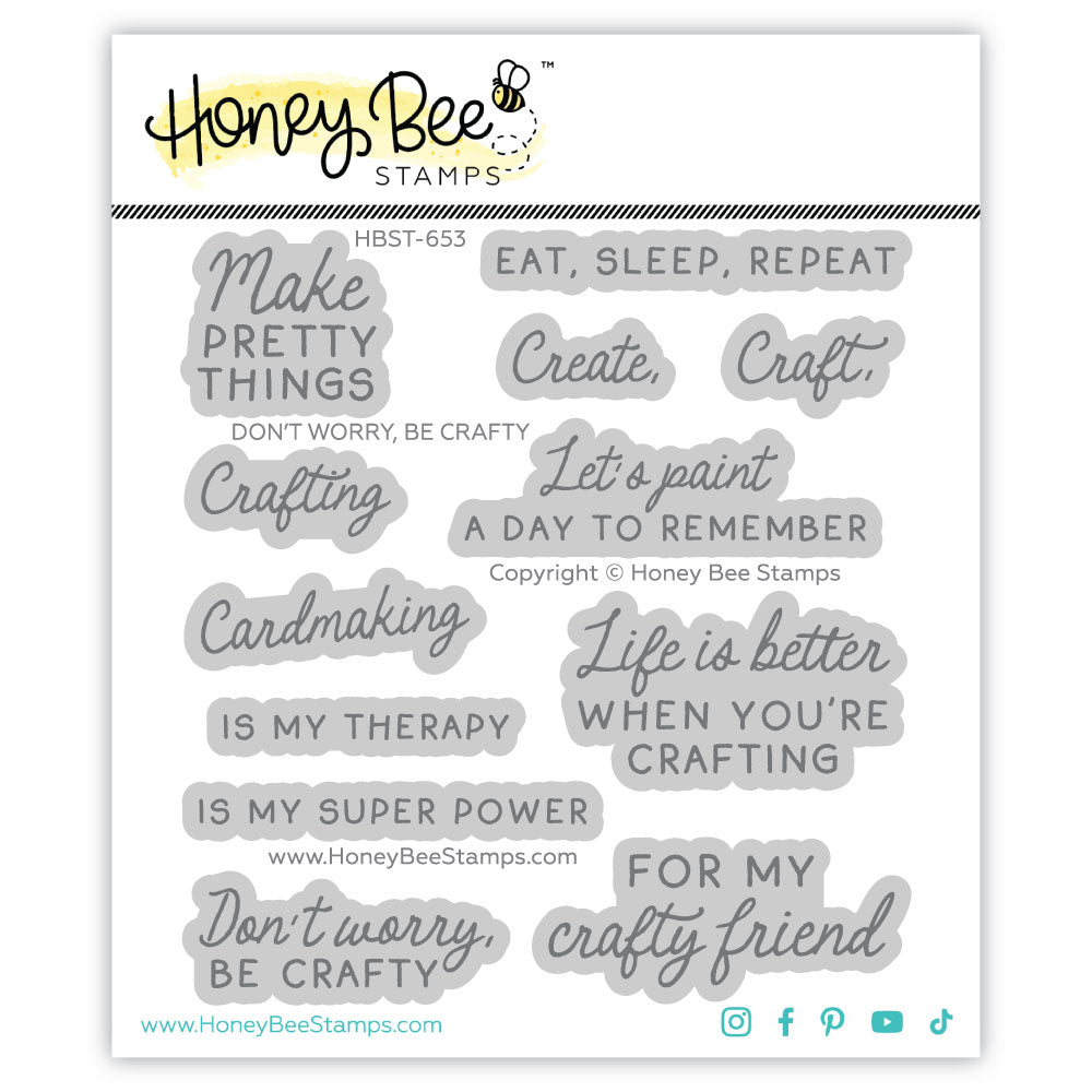 Honey Bee Don't Worry, Be Crafty Clear Stamps hbst-653 Product Image