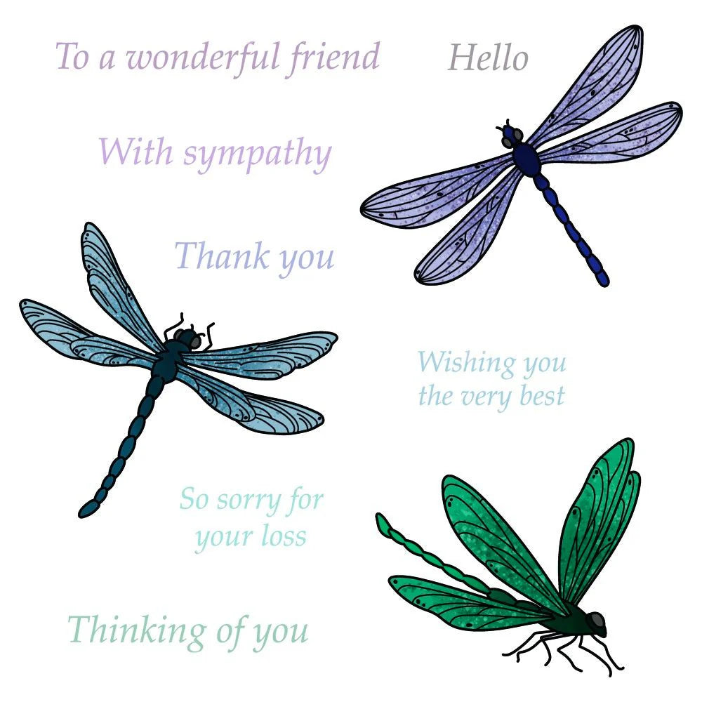 Honey Bee Dragonfly Clear Stamps And Dies Bundle Mock Up in Color