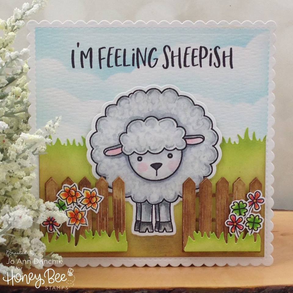 Honey Bee FARM FENCE Dies hbds-ff Feeling Sheepish Card