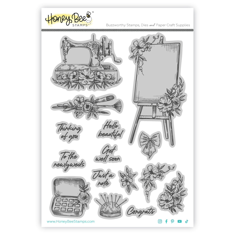 Honey Bee Floral Easel Cling Stamps And Dies Bundle just the cling set