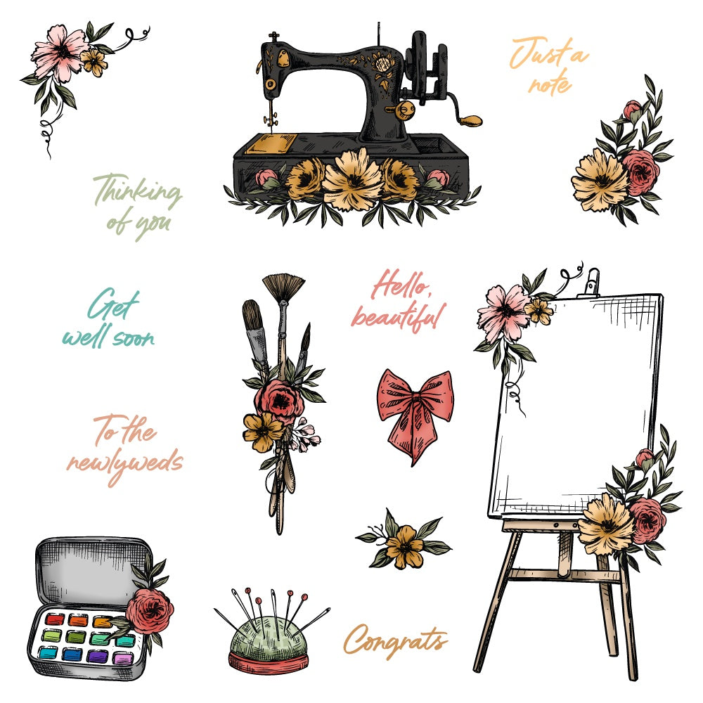 Honey Bee Floral Easel Cling Stamps hbst-654