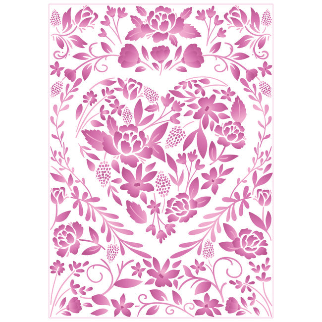 Honey Bee Floral Heart 3D Embossing Folder hbef-013