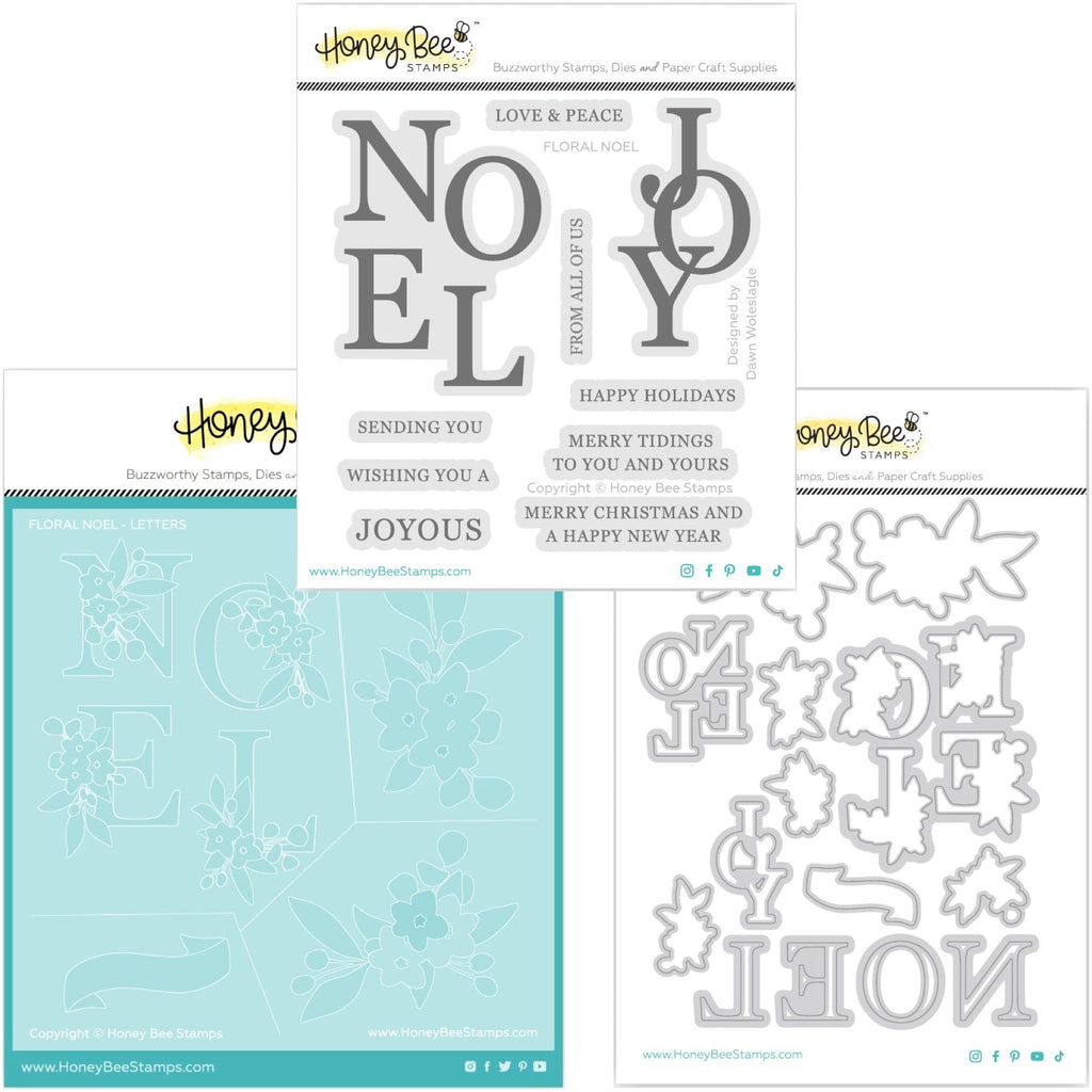 Honey Bee Floral Noel Clear Stamps Stencils And Dies Bundle