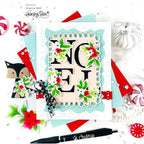 Honey Bee Floral Noel Stencils hbsl-160 Floral Christmas Card