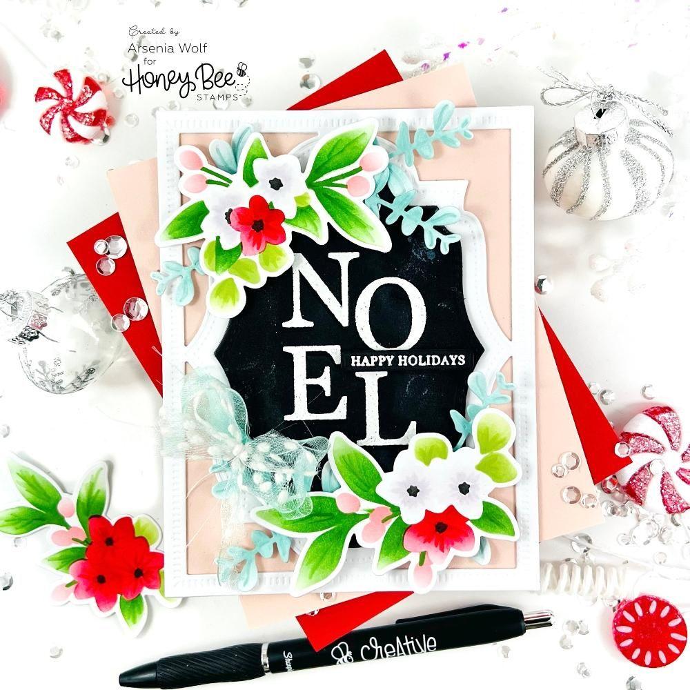 Honey Bee Floral Noel Stencils hbsl-160 Floral Holidays Card | color-code:ALT01