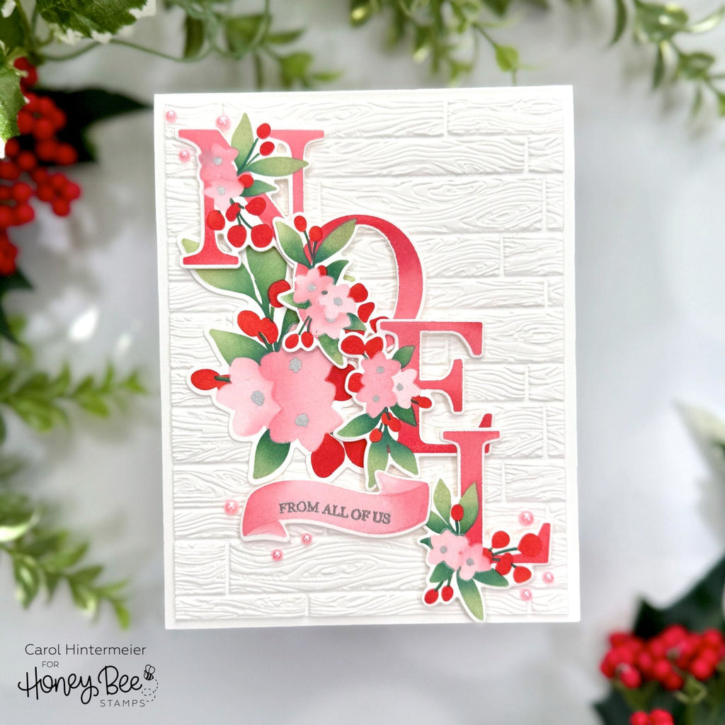 Honey Bee Floral Noel Stencils hbsl-160 Modern Christmas Card | color-code:ALT02