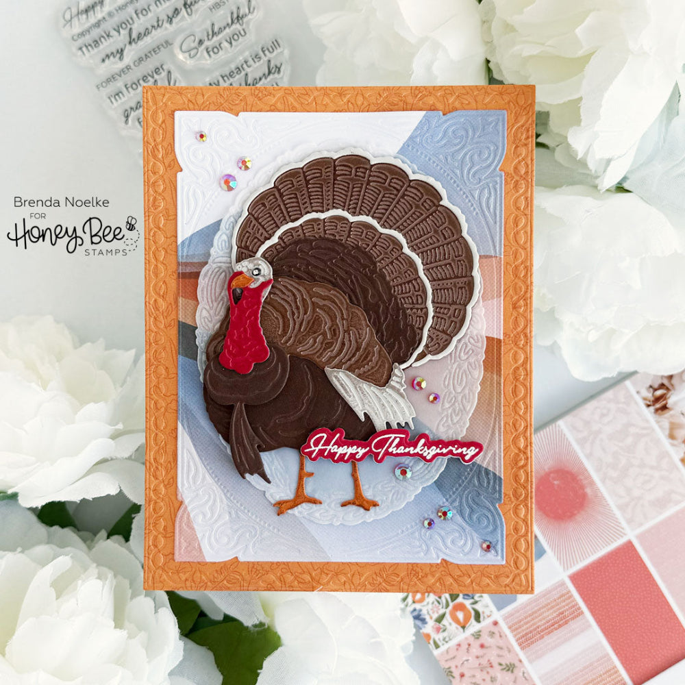Honey Bee Forever Grateful Clear Stamps hbst-665 Happy Thanksgiving Card