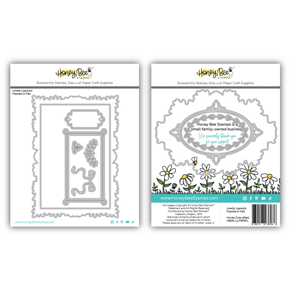 Honey Bee Framed In Fall 3D Embossing Folder And Dies Bundle HBDS-LLFRMIFL dies set alone
