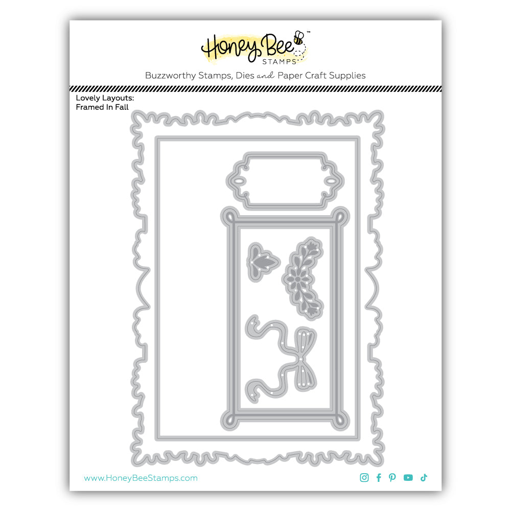Honey Bee Framed In Fall 3D Embossing Folder And Dies Bundle HBDS-LLFRMIFL front of die package
